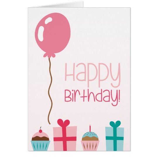 Happy Birthday with cakes, presents & candles Card