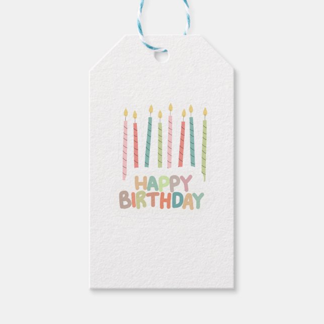 Happy Birthday With Candles  Gift Tags (Front)