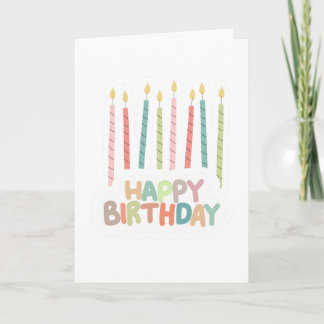 Happy Birthday with Candles on  Card