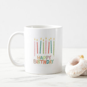 Happy Birthday with Candles on  Coffee Mug