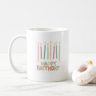 Happy Birthday with Candles on  Coffee Mug