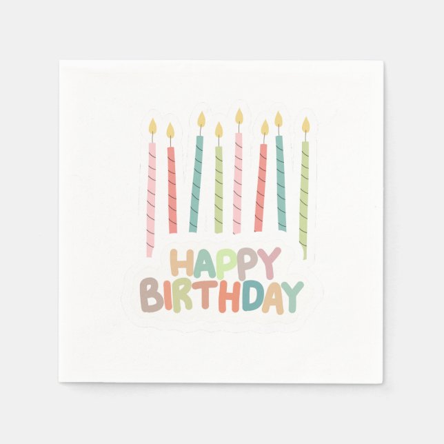 Happy Birthday with Candles on Napkin (Front)