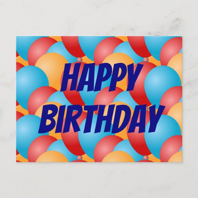 Happy Birthday with Colourful Balloons Postcard (Front)