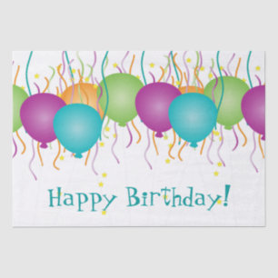 Happy Birthday with Colourful Confetti & Balloons Tissue Paper