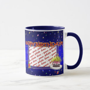 Happy Birthday With Confetti  Photo Frame Mug