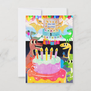 Happy birthday with dinosaurs invitation