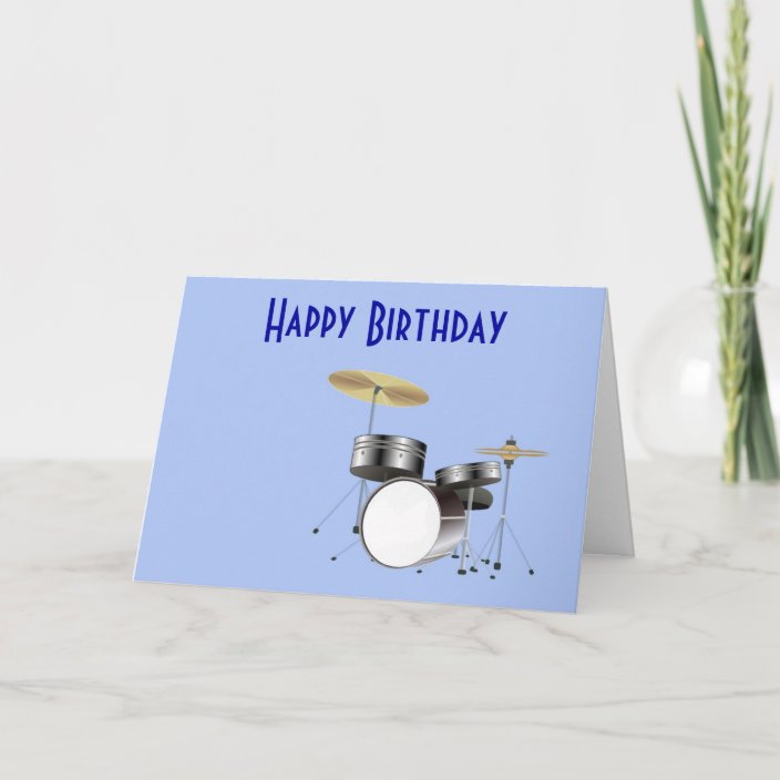 Happy Birthday with drum kit for musician drummer Card | Zazzle.co.uk