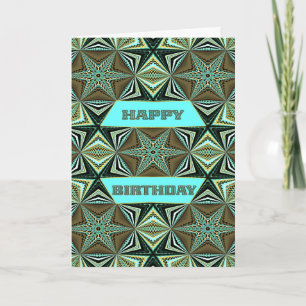 Happy Birthday with Green Abstract Design Card