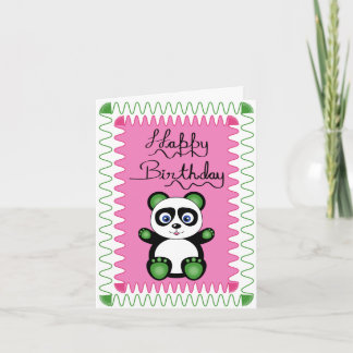 Happy Birthday With Green Panda Card