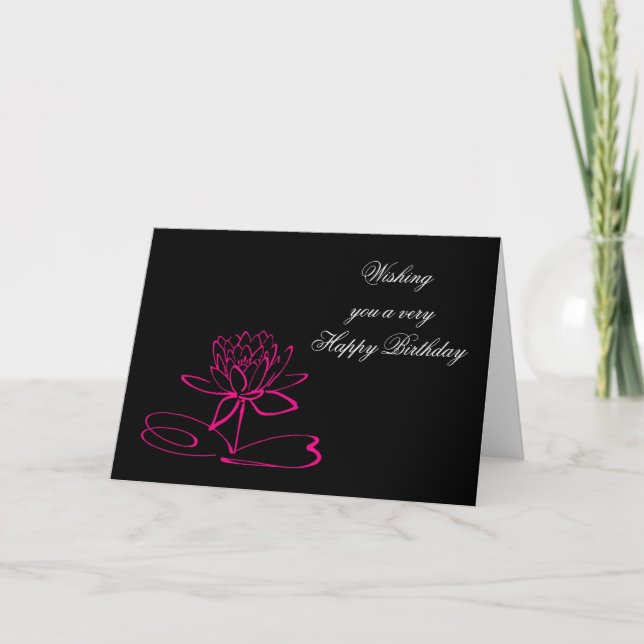 Happy birthday with lotus flower card (Front)