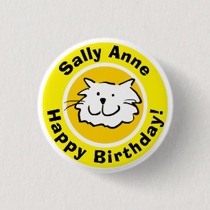 Happy Birthday with Name 3 Cm Round Badge