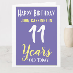 Happy Birthday with Name & Age 11 Years Card
