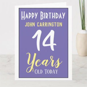Happy Birthday with Name & Age 14 Years Card