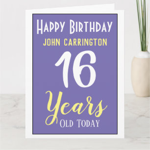Happy Birthday with Name & Age 16 Years Card