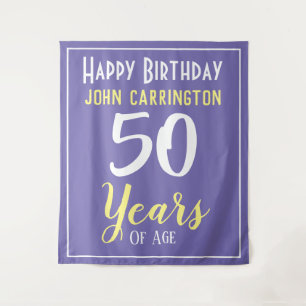 Happy Birthday with Name & Age 50 Years Tapestry