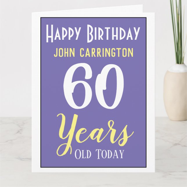 Happy Birthday with Name & Age 60 Years Card (Front)