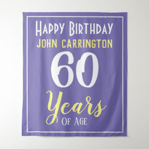 Happy Birthday with Name & Age 60 Years Tapestry
