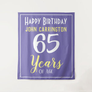 Happy Birthday with Name & Age 65 Years Tapestry