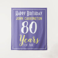 Happy Birthday with Name & Age 80 Years Tapestry