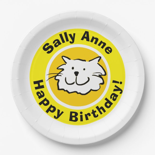 Happy Birthday with Name Paper Plate (Front)