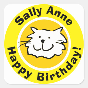 Happy Birthday with Name Square Sticker