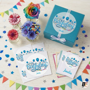 "Happy Birthday" With name tag minimalist elegant