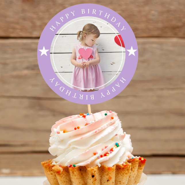 Happy Birthday With Photo Classic Round Sticker (Creator Uploaded)