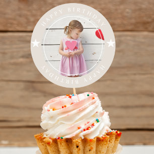 Happy Birthday With Photo Classic Round Sticker