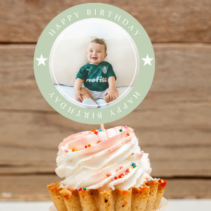 Happy Birthday With Photo Classic Round Sticker