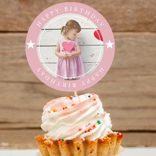 Happy Birthday With Photo Classic Round Sticker