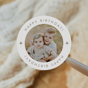 Happy Birthday With Photo Classic Round Sticker