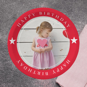Happy Birthday With Photo Paper Plate