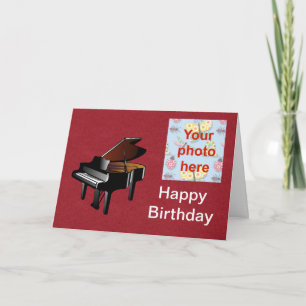 Happy Birthday with piano add photo Card