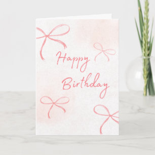 Happy Birthday with. Pink bows and background Card