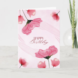 Happy Birthday With Red Poppies Birthday Card