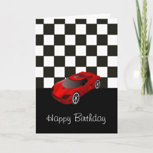 Happy birthday with red racing car card