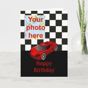Happy birthday with red racing car card