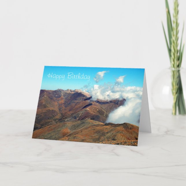 Happy Birthday with scenic mountain view Card (Front)