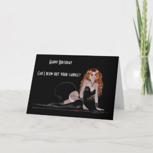 Happy birthday with sensual women in black leather card