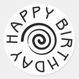 Happy Birthday with spiral Classic Round Sticker