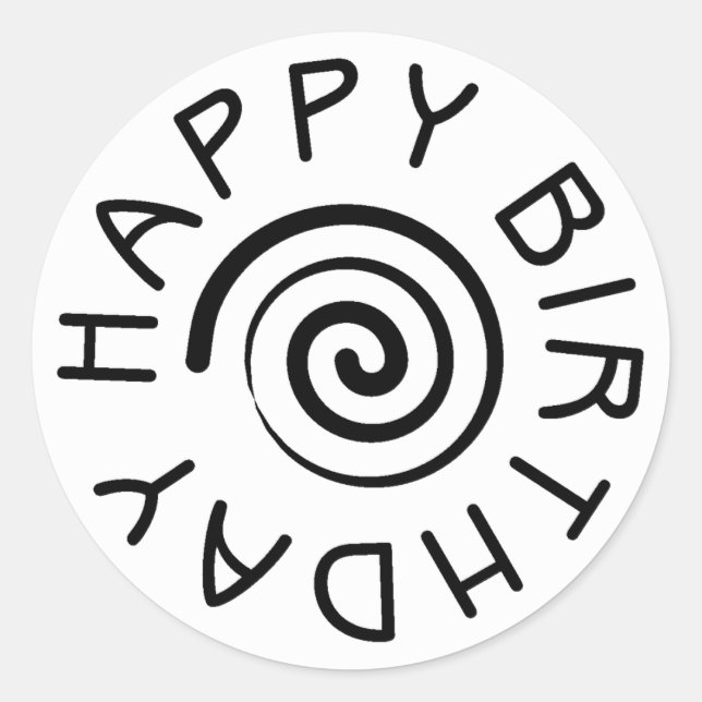 Happy Birthday with spiral Classic Round Sticker (Front)