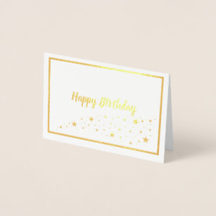 Happy Birthday With Stars Trail Gold Foil Card
