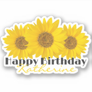Happy Birthday with Sunflowers and Name