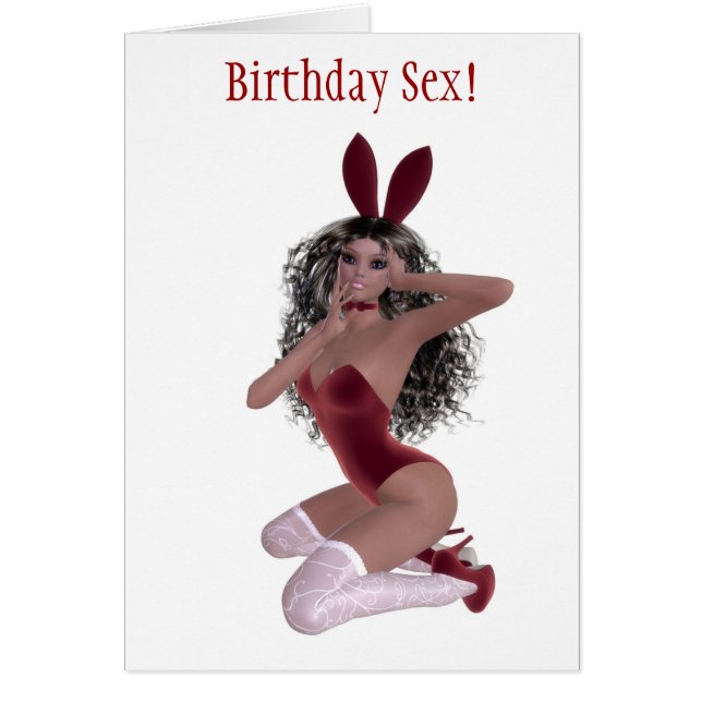 Happy birthday with woman in lingerie bunny suit (Front)