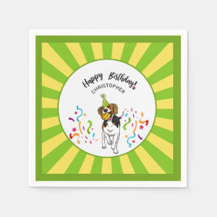 Happy Birthday with Your Beagle Dog Buddy Party Napkin