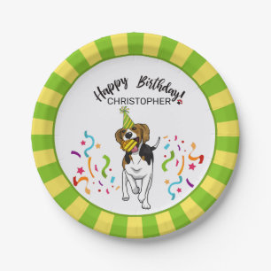 Happy Birthday with Your Beagle Dog Buddy Party Paper Plate