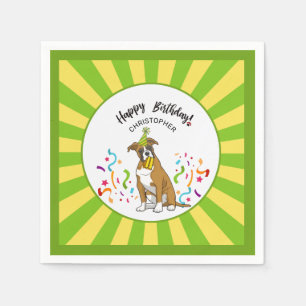 Happy Birthday with Your Boxer Dog Buddy Party Napkin