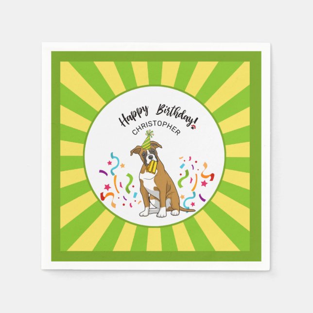 Happy Birthday with Your Boxer Dog Buddy Party Napkin (Front)