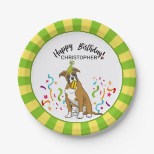 Happy Birthday with Your Boxer Dog  Party Paper Plate