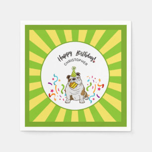 Happy Birthday with Your Bulldog Dog Buddy Party Napkin